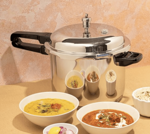 Vinod 18/8 Stainless Steel Pressure Cooker Outer Lid 10 Litre | Unique Sandwich Bottom Cooker | Induction and Gas Base | ISI and CE certified | 2 Years Warranty - Image 2